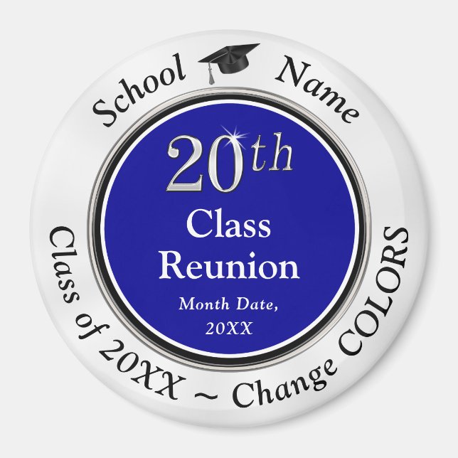 Cheap, 20 year Class Reunion Ideas, 20th Reunion Magnet (Front)