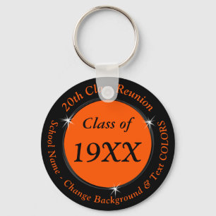 Cheap 20th Class Reunion Gifts, Orange and Black Key Ring