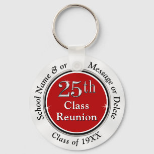 Cheap 25th Class Reunion Party Favours Personalise Key Ring