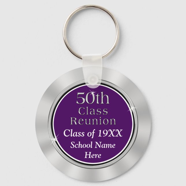 Cheap 50th Class Reunion Gift, Your Text and Key Ring (Front)
