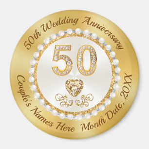 Cheap, 50th Wedding Anniversary Favours Souvenirs Magnet