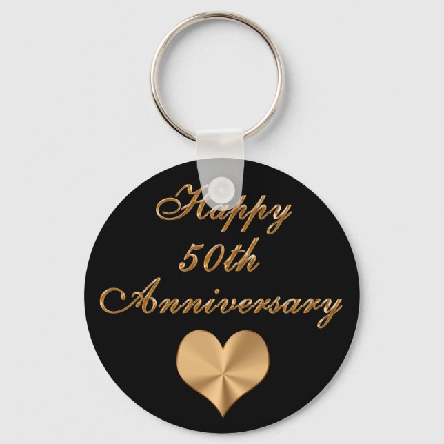Cheap 50th Wedding Anniversary Gifts Keychains (Front)