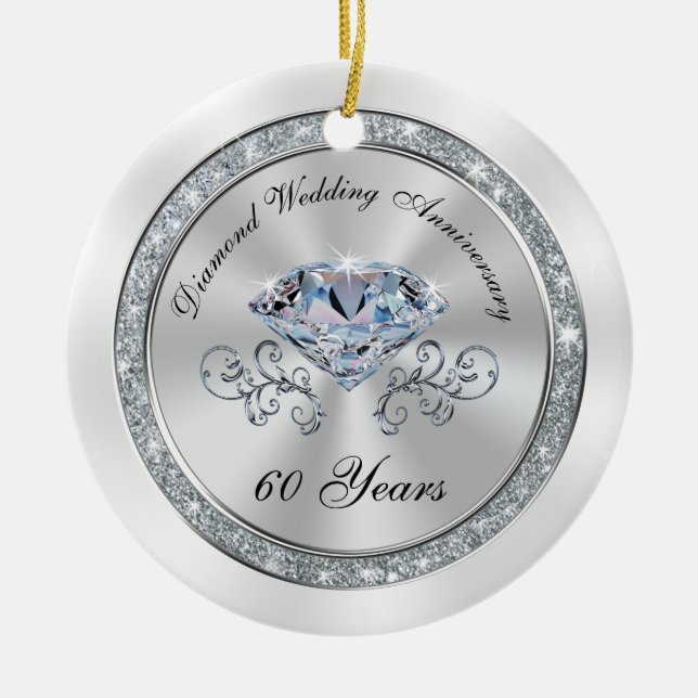 Cheap 60th Anniversary Ornament BULK or Buy ONE (Front)