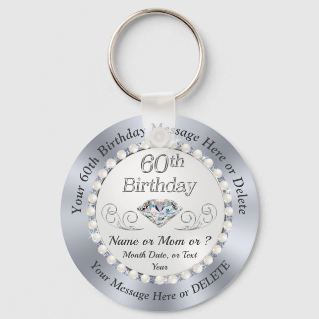 Cheap 60th Birthday Favours for Mum, Family, Frien Key Ring (Front)