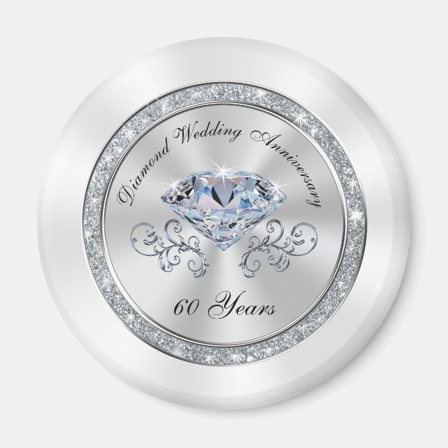 Cheap 60th Wedding Anniversary Party Favors BULK Magnet (Front)