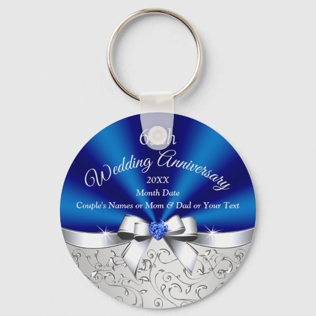 Cheap 65th Wedding Anniversary Party Favors Key Ring (Front)