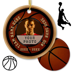 Cheap Basketball Gift Ideas, Your PHOTO and TEXT Ceramic Tree Decoration