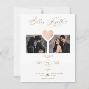 Cheap Better Together Pink Golden Heart 2 Photos