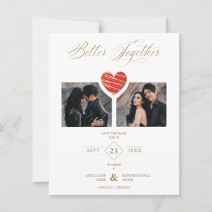 Cheap Better Together Red Golden Heart 2 Photos