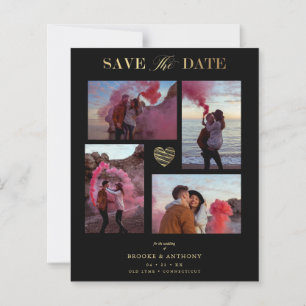 Cheap Black Collage Wedding Gold Heart 4 Photos