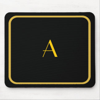 Cheap Black Mousepad w/ Gold Frame & Monogram