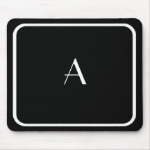 Cheap Black Mousepad w/ White Monogram & Frame
