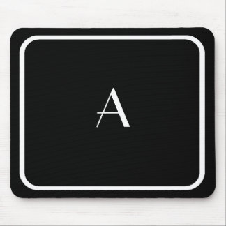 Cheap Black Mousepad w/ White Monogram & Frame