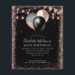 Cheap Black Pink Rose Gold Balloon Lights Birthday Flyer<br><div class="desc">Modern Elegant Black Blush Pink Rose Gold Glitter String Lights Banner Balloon Any Age Birthday</div>