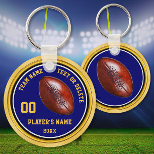 Cheap Blue and Gold Football Party Favours Footbal Key Ring