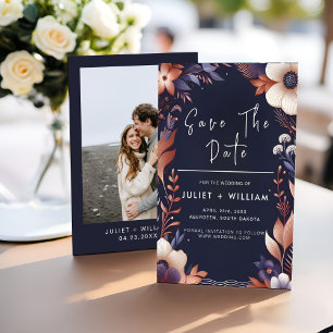 Cheap Budget Stylish Navy Blue Wedding Save The Date