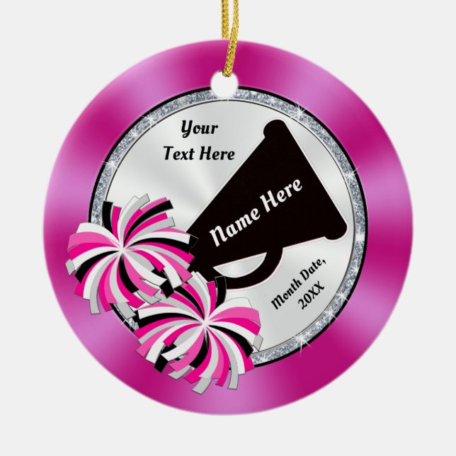 Cheap Cheerleader Christmas Ornament, 3 Text Boxes Ceramic Tree Decoration (Front)