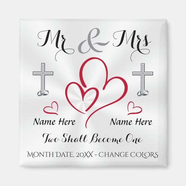 Cheap Christian Wedding Favours PERSONALIZED Magnet (Front)