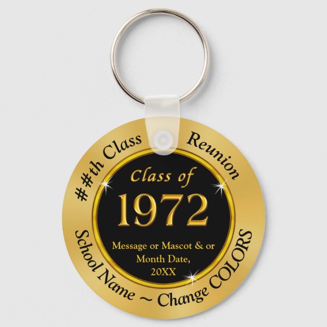 Cheap, Class of 1972 Reunion, Black Gold Souvenirs Key Ring (Front)