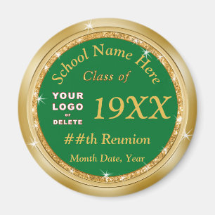 Cheap Class Reunion Gifts, Customisable Green Gold Magnet