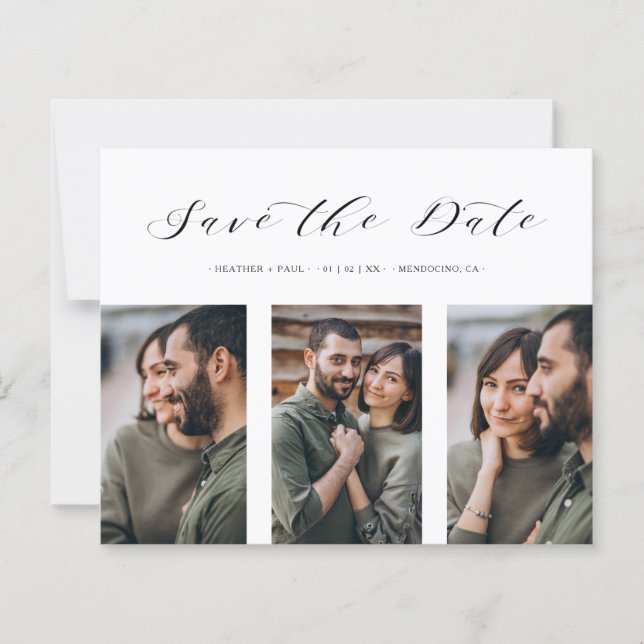 Cheap Collage Three Photos Romantic Wedding Date (Front)