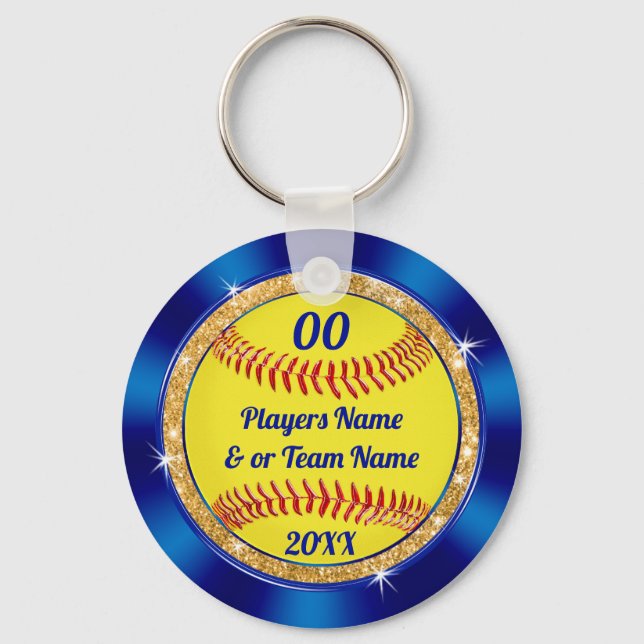 Cheap Cute Softball Team Gift Ideas Personalised Key Ring (Front)