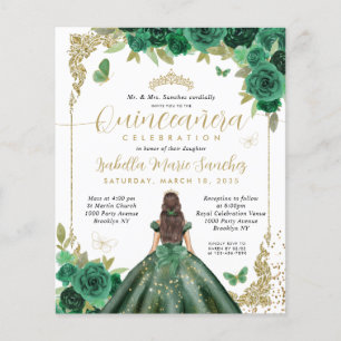 Cheap Emerald Green Gold Princess Quinceañera Flyer