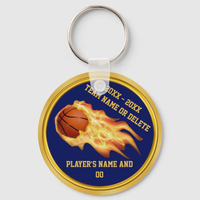 Cheap Flaming Personalized Basketball Keychains (Front)