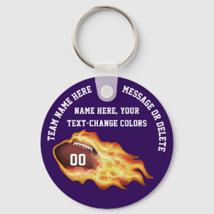 Cheap Football Keychains, 3 Text Boxes, Your Text Key Ring