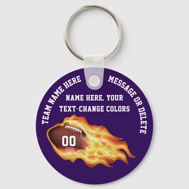 Cheap Football Keychains, 3 Text Boxes, Your Text Key Ring (Front)