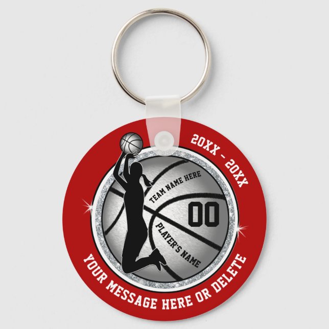 Cheap, Girls Basketball Gifts, Red, Basketball  Key Ring (Front)