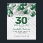 Cheap Glam Green Silver Balloon Glitter Birthday Flyer<br><div class="desc">Modern Glam Emerald Green Silver Balloon Glitter Sparkle Any Age Birthday Invitation</div>