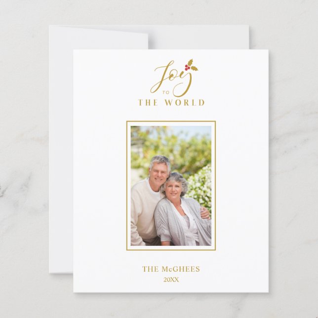 Cheap Gold Minimalist Chic Christmas Photo Family (Front)