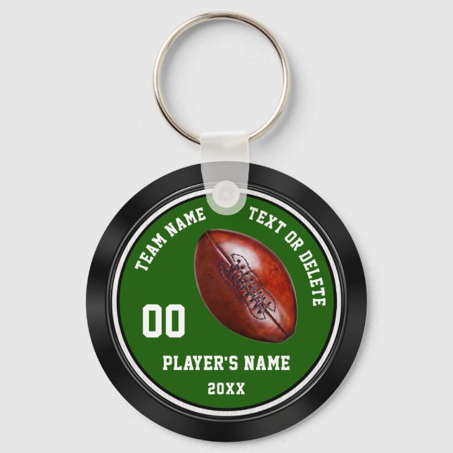 Cheap Green Personalised Football Gifts, Football Key Ring (Front)