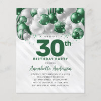 Cheap Green Silver Balloon Glitter 30th Birthday