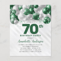Cheap Green Silver Balloon Glitter 70th Birthday