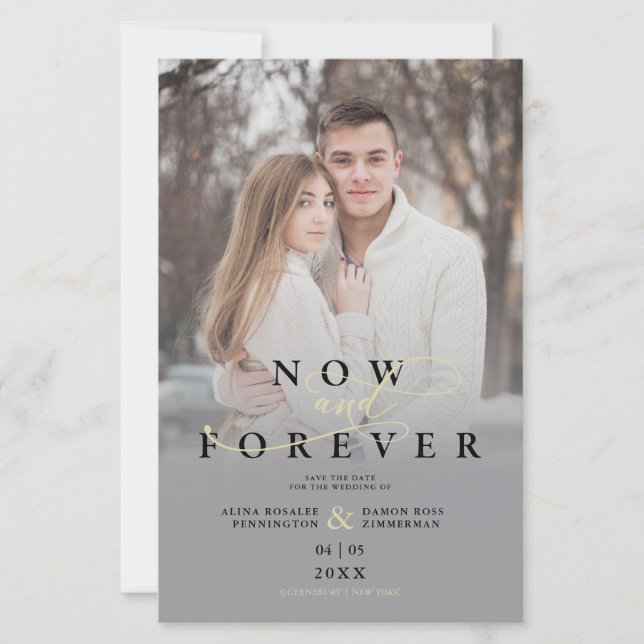 Cheap Grey Gradient Elegant Photo Script Wedding (Front)
