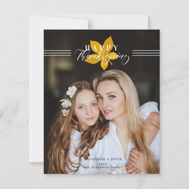 Cheap Happy Thanksgiving Script Leaves Photo (Front)