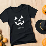 CHEAP JACK O LANTERN PUMPKIN FACE CUSTOM NAME BABY T-Shirt<br><div class="desc">Celebrate Halloween in style with our exclusive pumpkin t-shirt, a versatile accessory that can be customised to match your unique style. Add YOUR NAME OR A CUSTOM MESSAGE to make it truly yours. This t-shirt features a whimsical pumpkin design that seamlessly blends the spooky and fun aspects of Halloween. Whether...</div>