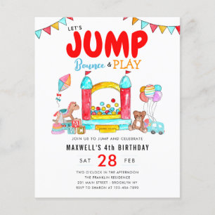 Cheap Let's Jump Bounce Trampoline Park Birthday Flyer