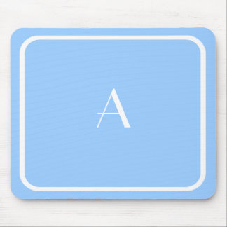 Cheap Light Sky Blue Mousepad w/ White Monogram