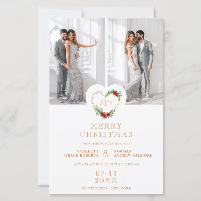 Cheap Luxury Initials Floral Christmas Heart (Front)