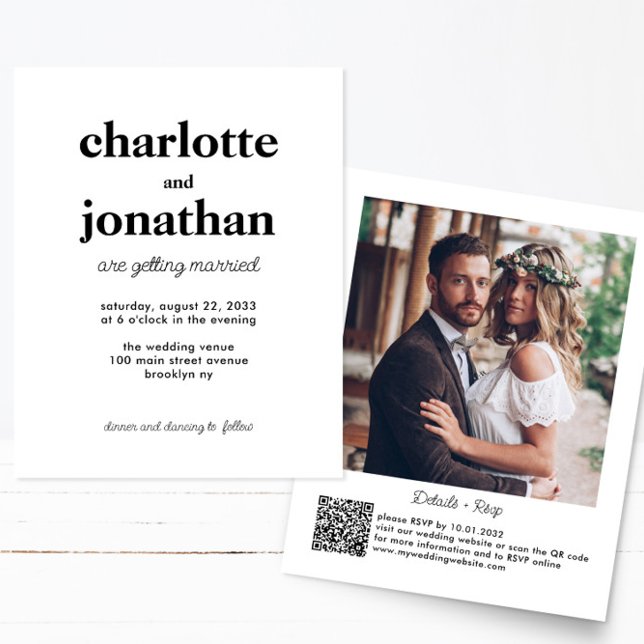 Cheap Married Typography QR Code Photo Wedding Flyer (Creator Uploaded)