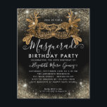 Cheap Masquerade Black Gold Glam Glitter Birthday Flyer<br><div class="desc">Modern Glam Masquerade Black Gold Glitter Sparkle Dust Birthday Party Invitation</div>