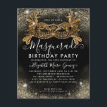 Cheap Masquerade Black Gold Glam Glitter Birthday Flyer<br><div class="desc">Modern Glam Masquerade Black Gold Glitter Sparkle Dust Birthday Party Invitation</div>