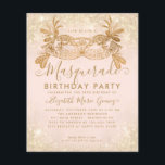 Cheap Masquerade Blush Pink Gold Glitter Birthday Flyer<br><div class="desc">Modern Glam Masquerade Blush Pink Gold Glitter Sparkle Dust Birthday Party Invitation</div>