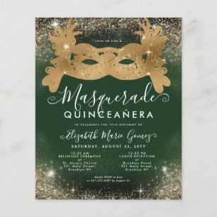 Cheap Masquerade Emerald Green Gold Glitter Quince