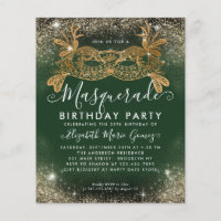 Cheap Masquerade Green Gold Glam Glitter Birthday