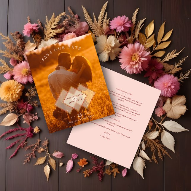 Cheap Nice Transparency Effect Romantic Photo (Inexpensive Nice Transparency Effect Romantic Couple Photo Save the Date with Envelope.)