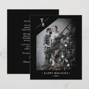 Cheap Pandemic Modern Black Happy Holidays Photo 